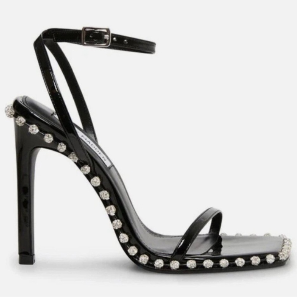 Steve Madden Black Heels with Rhinestone Details